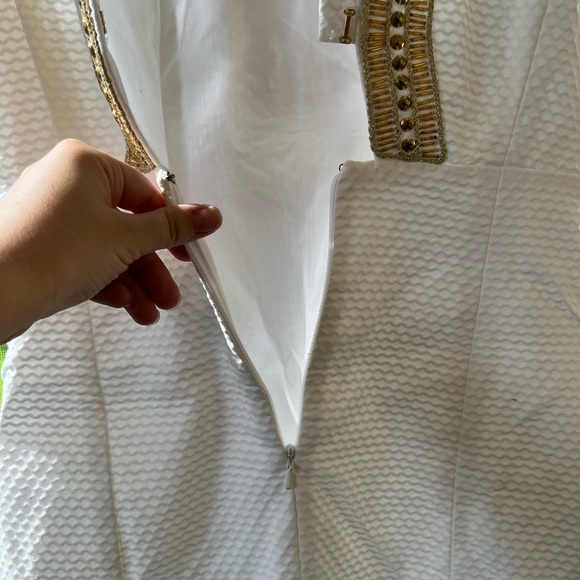 Lilly Pulitzer White & Gold Beaded Shift Dress - Picture 8 of 8